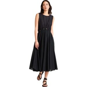 Merlette Pima Cotton Eclipse Black Midi Dress With Waist Cutouts Size 8
